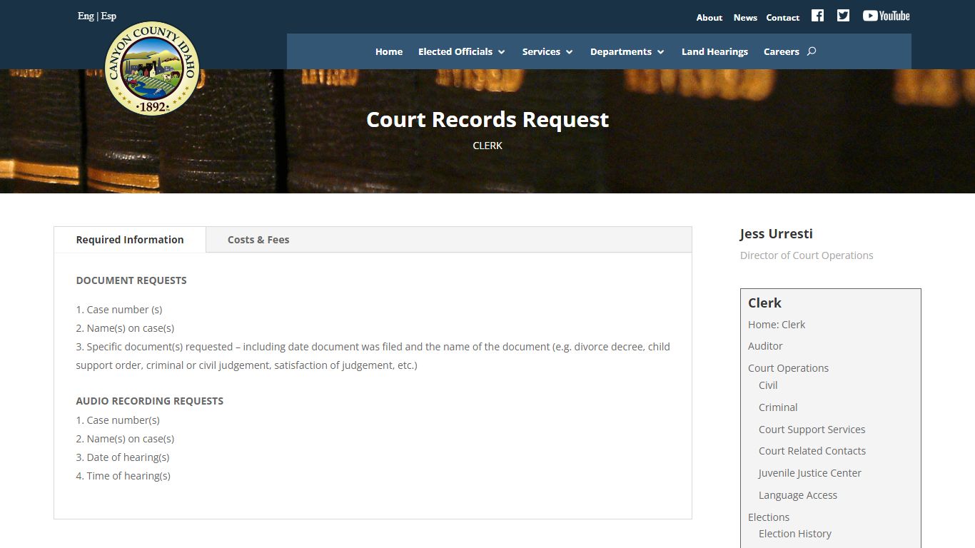 Court Records Request | Canyon County